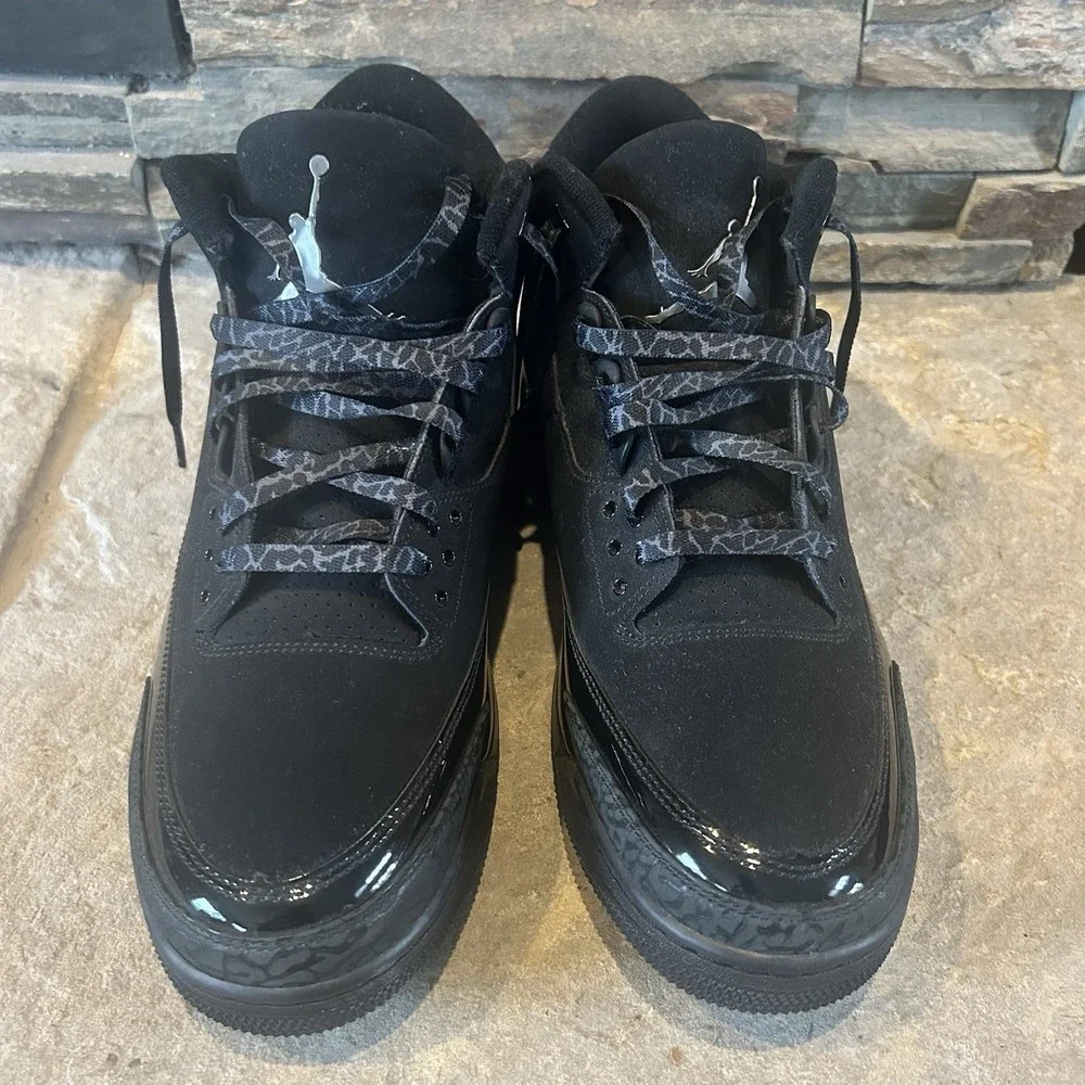 Nike Air Jordan 4 Retro Black Cat Black Nubuck Mid Top Lace-Up Sneakers 13